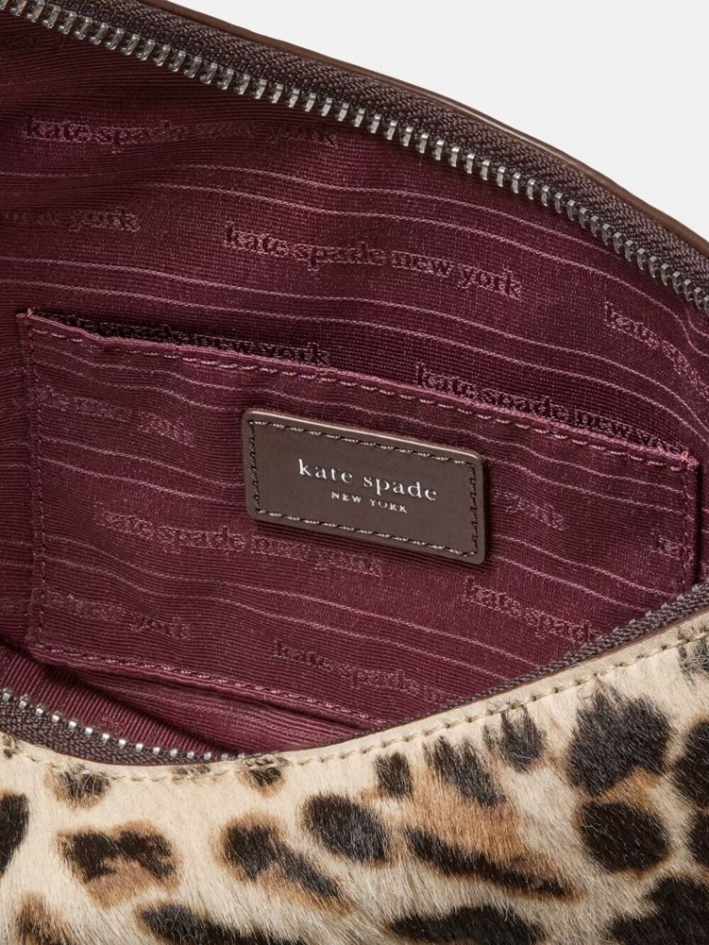 NEW Kate Spade Duo Bag in Leopard Haircalf Crossbody w/ Dark Brown leather trim - Picture 7 of 16